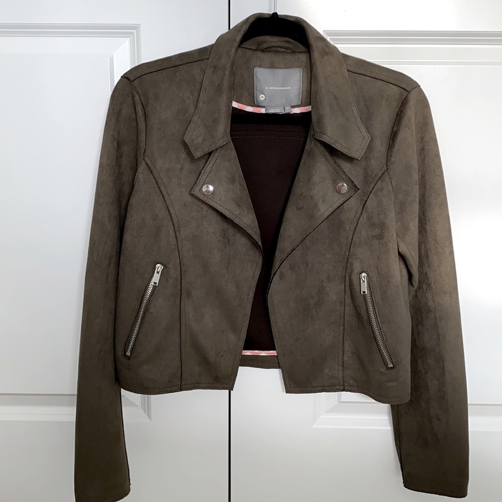 Anthropologie green suede jacket, like new, size small